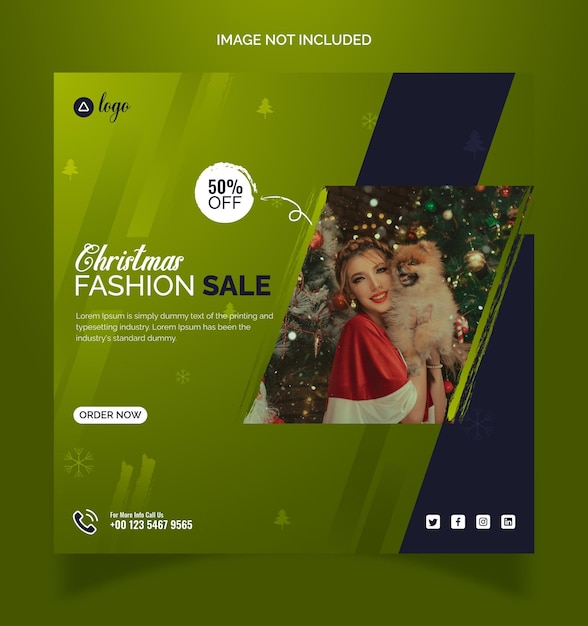 Vetor venda de natal e modelo de postagem de mídia social com desconto e banner da web