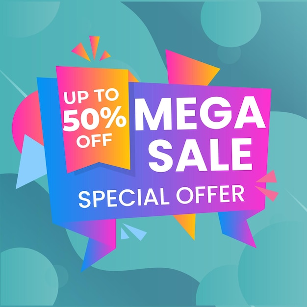 Venda de Ofertas Especiais e 50 Ofertas de Desconto Estampa de adesivo colorido Design vetorial em fundo branco