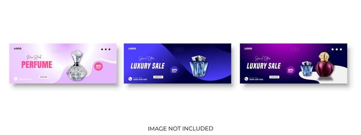 Vetor venda de perfumes postagem de mídia social e produtos de beleza do facebook para história de venda de maquiagem banner bundle