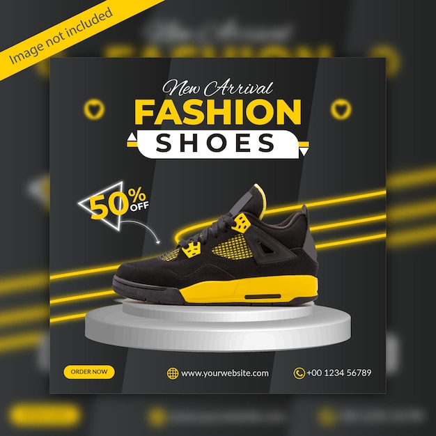 Venda de sapatos para postagem em mídia social ou design de modelo de banner quadrado