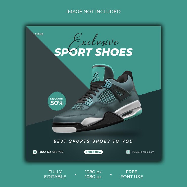 Venda de sapatos para postagem em mídias sociais ou design de modelo de banner quadrado