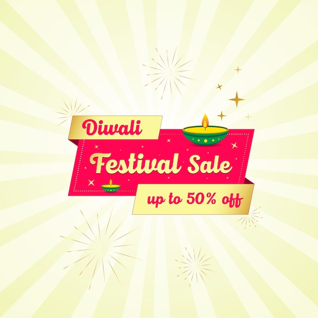 Venda do festival de diwali oferece unidade de logotipo com gráficos de lâmpada e brilho.