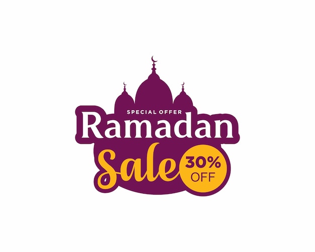 Venda do ramadã 30% de desconto no design de modelo de banner de crachá de etiqueta