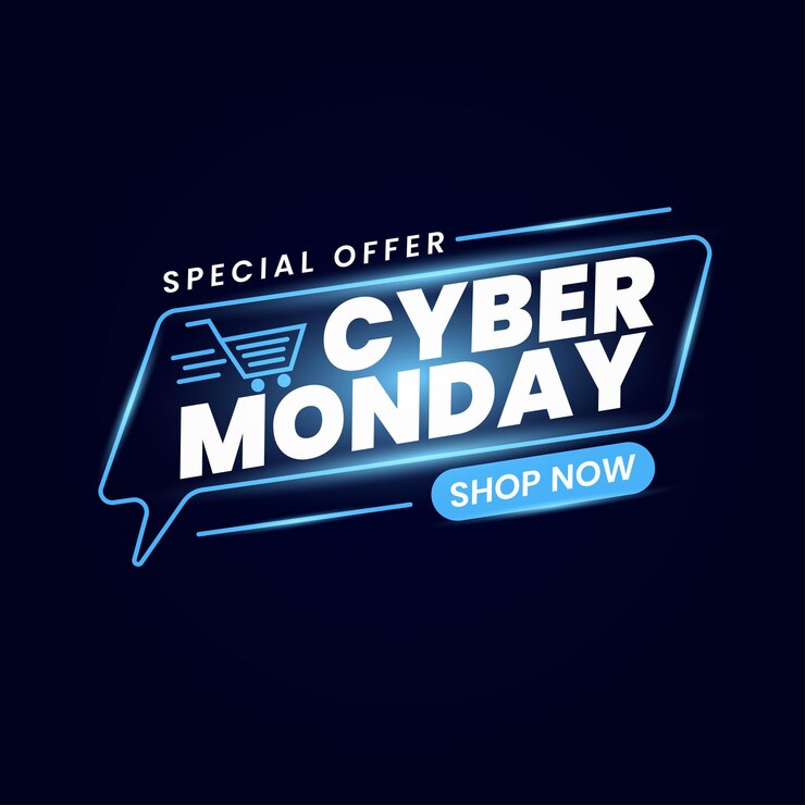 Vetor venda especial de segunda-feira cibernética design de luz azul para promoção de cartazes de varejo