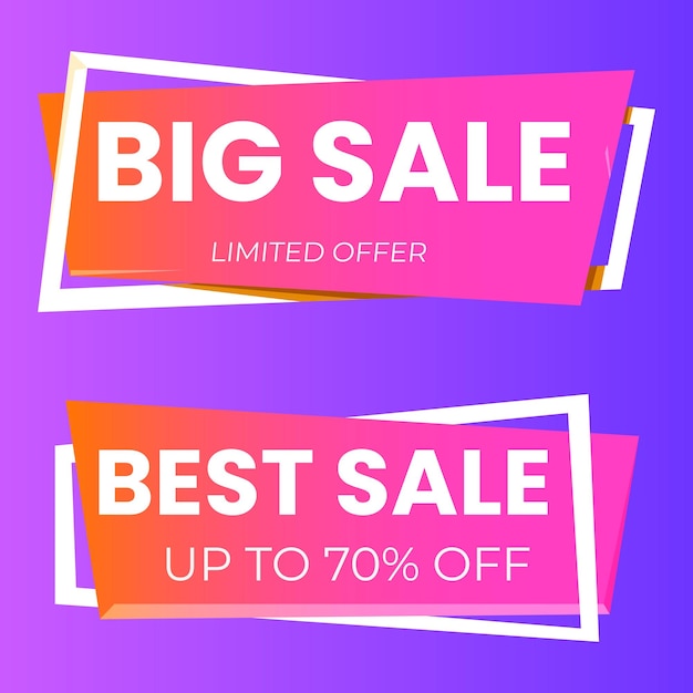 Venda Flash Banner Mega desconto de venda flash Oferta por tempo limitado Fundo de gradiente roxo-azul Vector