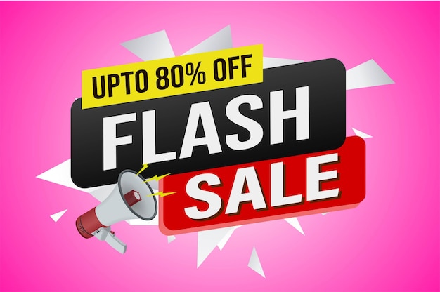 venda flash palavra mega telefone conceito ilustração vetorial e modelo de página de destino de estilo 3D ui web
