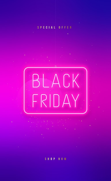 Venda fundo de néon brilhante black friday neon sign