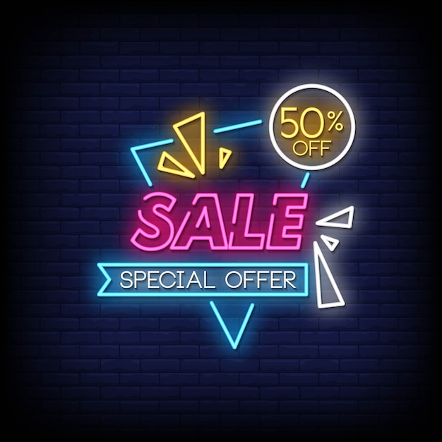 Venda Oferta Especial Sinais Néon Estilo Texto