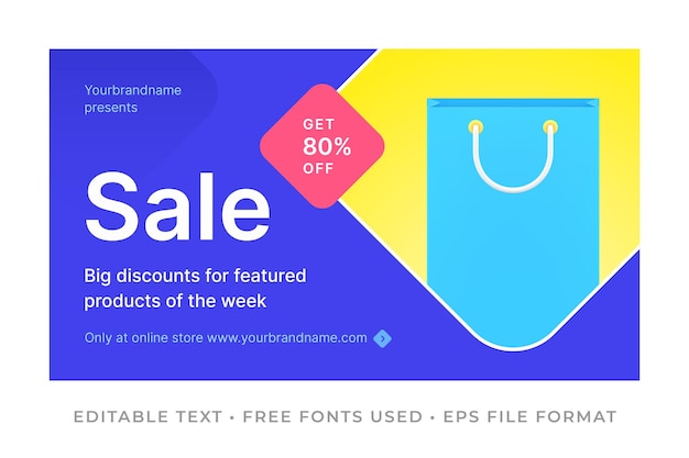 Venda on-line ordem de compra na internet no banner promocional da página de destino do site com saco de papel ilustração vetorial de ícone 3d Desconto oferta especial para produto de recurso do design de interface do usuário da semana