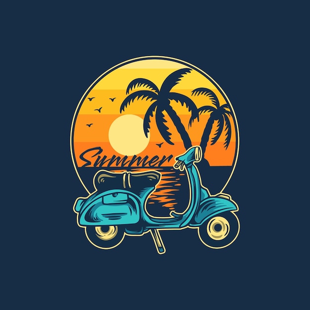 Verão com ilustração de scooter