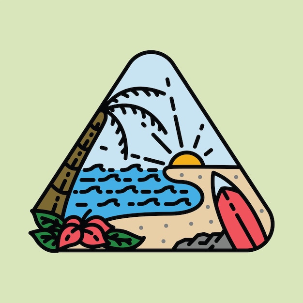 Vetor verão e beleza praia ilustração gráfica arte vetorial design de camiseta