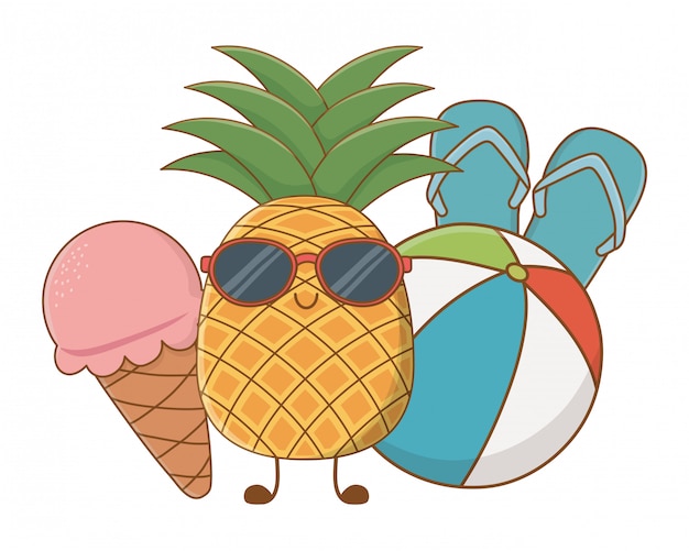 Verão e frutas desenhos animados engraçados