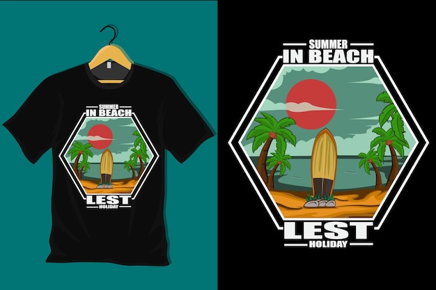 Verão na praia permite design de camiseta retrô de férias