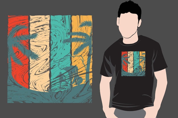 Vetor verão surfando incrível camiseta tipografia design gráfico ilustração arte vetorial