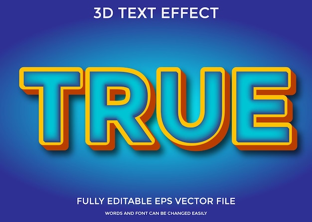 Verdadeiro eps premium de efeito de texto editável 3d com plano de fundo