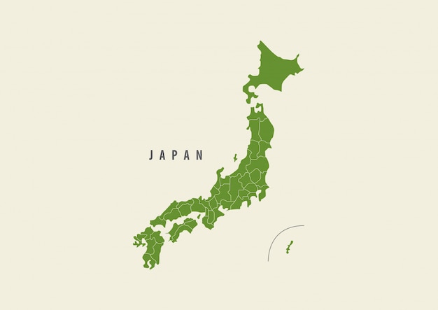 Vetor verde de mapa do japão isolado no fundo branco