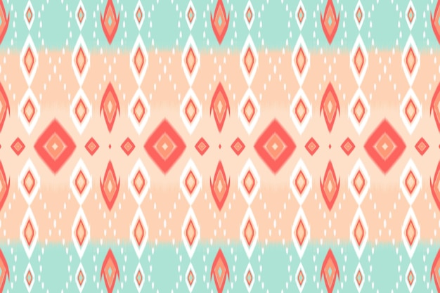 Verde menta laranja pastel étnico geométrico oriental ikat sem costura padrão tradicional design para fundo tapete papel de parede pano de fundo roupas envolvendo tecido batik estilo de bordado vetor