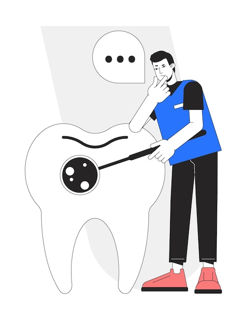 Verificação dental regular ilustração de ponto vetorial de conceito de linha plana