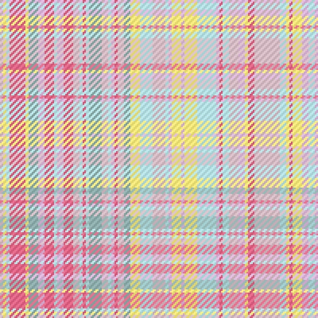 Verificação de padrão de tecido de fundo tartan sem costura com uma textura  têxtil vetorial xadrez em cores claras e pastel