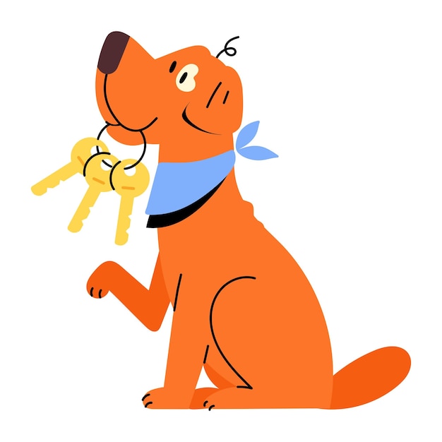 Verifique a ilustração plana de chaves de cachorro