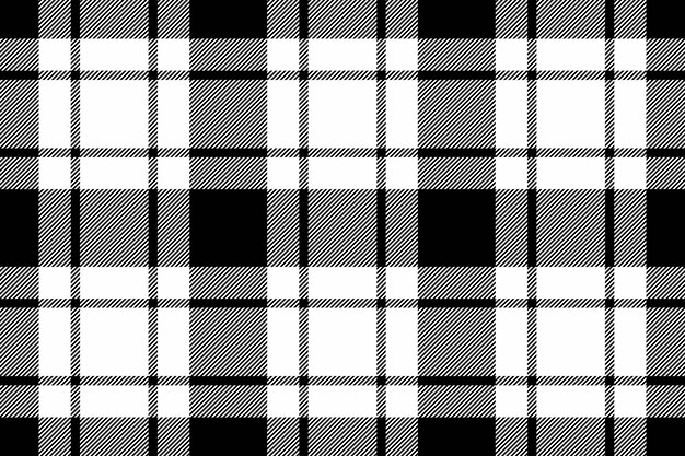 Padrão de vetor sem costura tartan preto e branco. textura xadrez