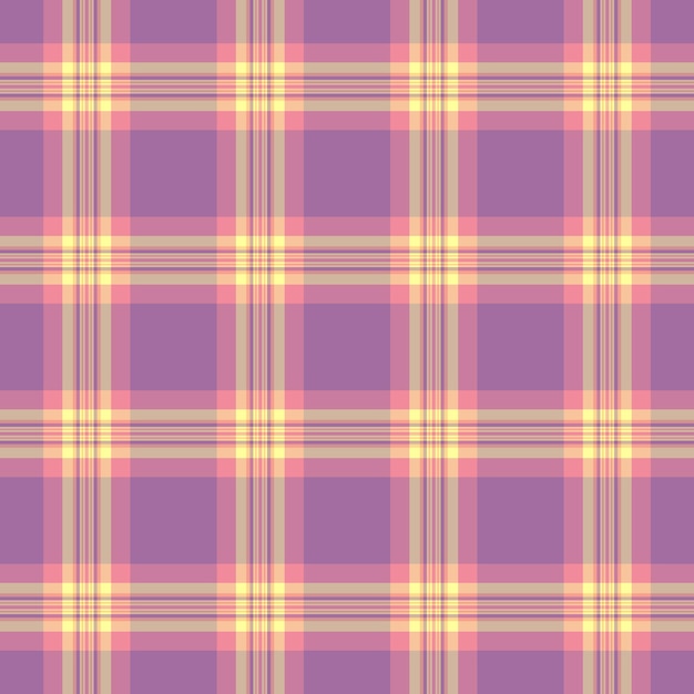 Verifique o padrão sem costura da textura tartan xadrez com um fundo têxtil de tecido vetorial em cores vermelhas e claras