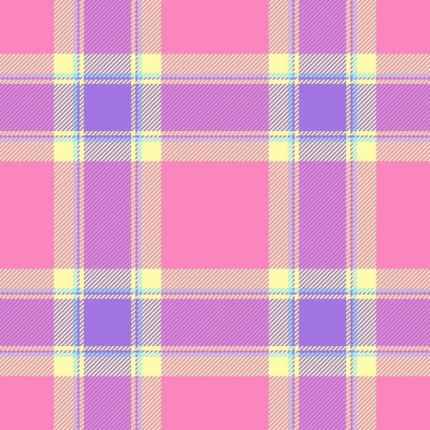 Vetor verifique o tecido tartan de textura de fundo têxtil com um padrão vetorial em xadrez sem costura em cores rosa e violeta