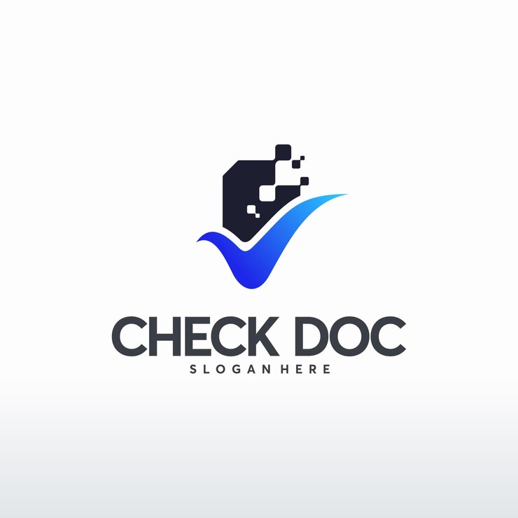 Verifique o vetor de conceito de designs de logotipo de documento, modelo de logotipo do Data Checker, ícone de logotipo educacional