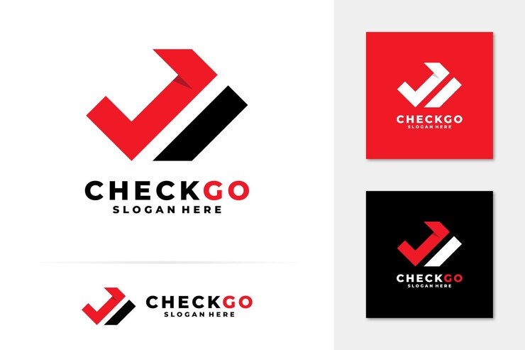 Vetor verifique o vetor de logotipo de seta rápida