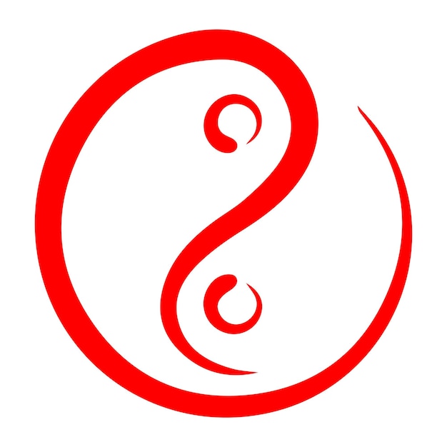 Vetor vermelho delineado símbolo yin yang de harmonia e equilíbrio.