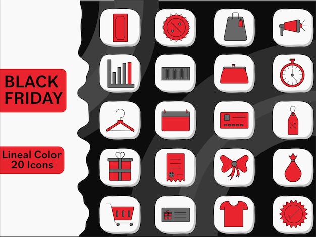 Vermelho e cinza preto sexta-feira comercial ícone de celebração contra o fundo escuro da curva