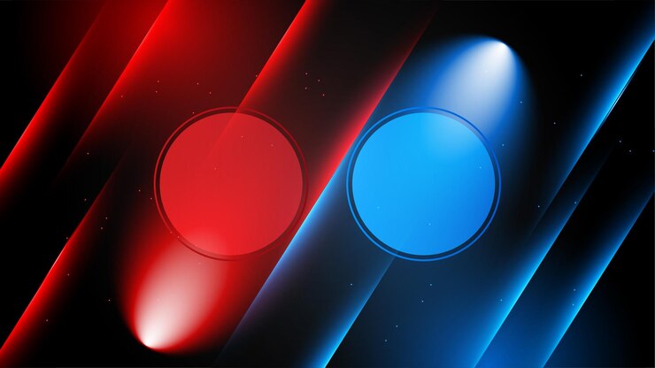 Vetor versus vs fundo com cor gradiente de meio-tom de luz azul e vermelha para competição de luta de batalha de jogo competição de competição de competição de equipe campeonato de duelo de combate torneio e efeito 3d