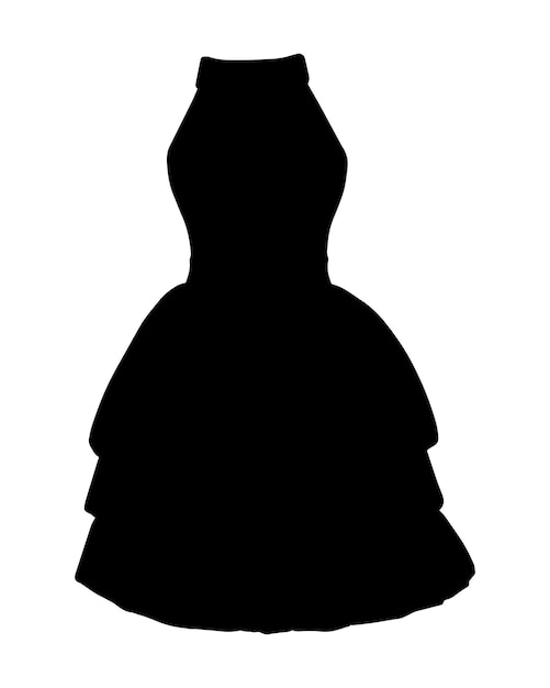 Vetor vestido de saia bufante sem mangas roupas femininas festivas doodle line cartoon
