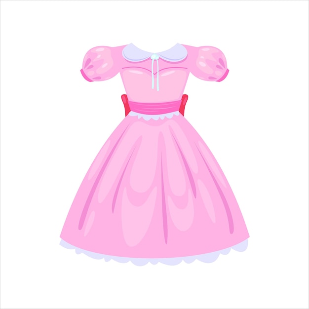 Vestido em estilo cartoon, isolado no fundo branco.