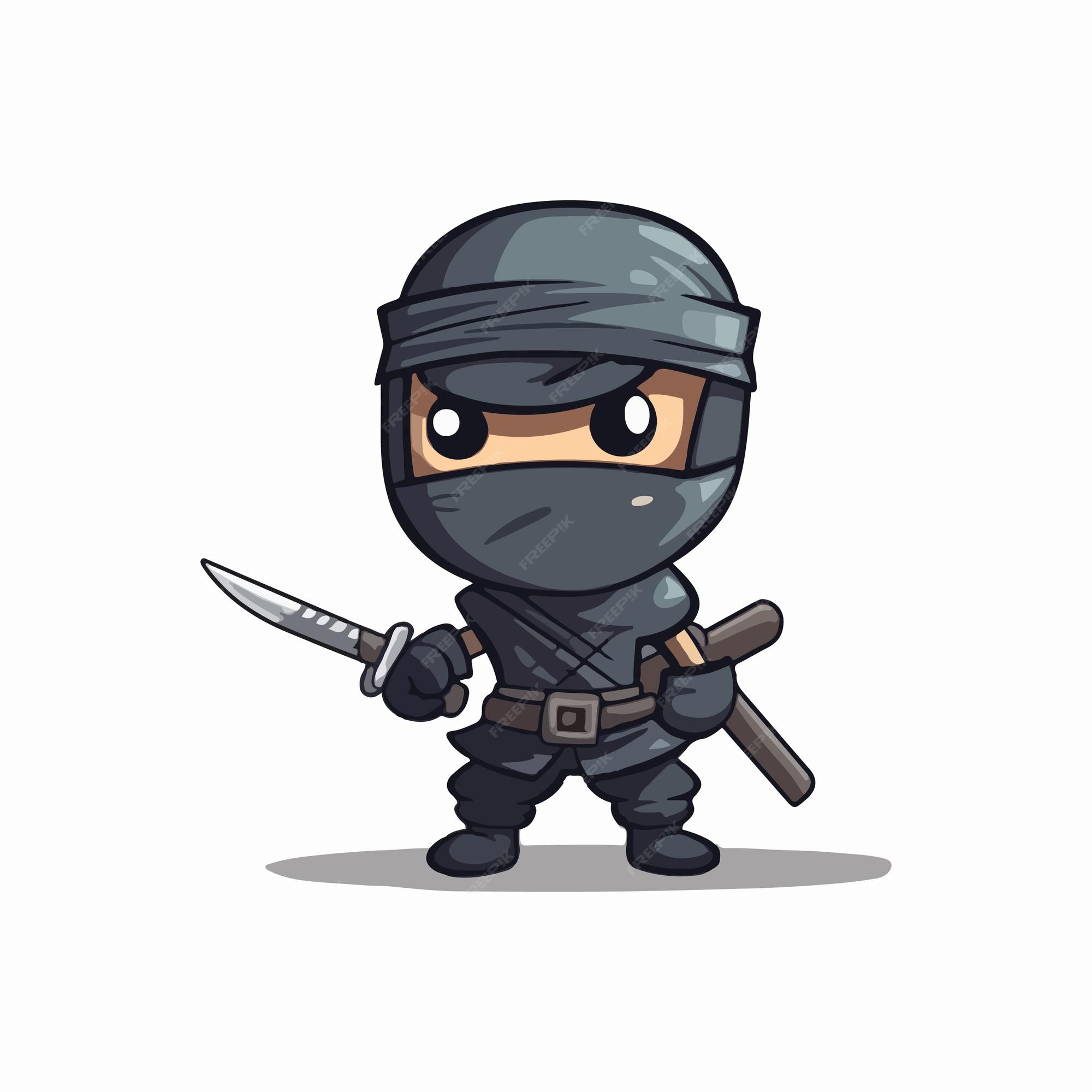 menino de desenho animado vestindo uma fantasia de ninja preto 12941611  Vetor no Vecteezy