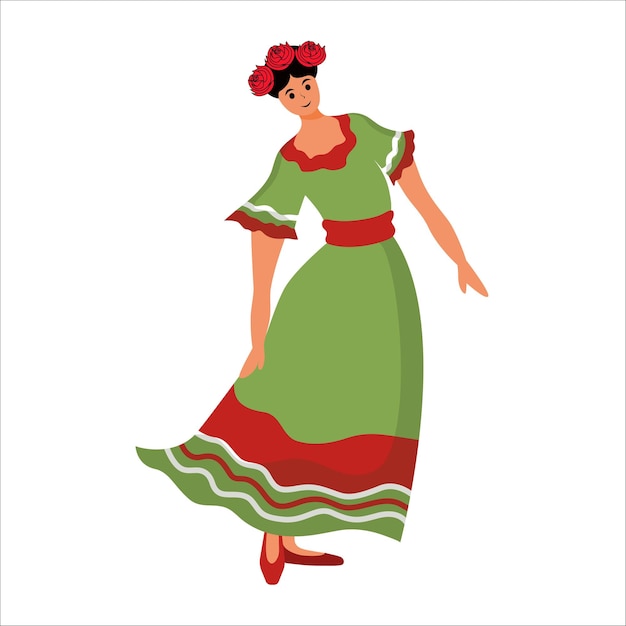 Vetor vestido vermelho mexicano para menina