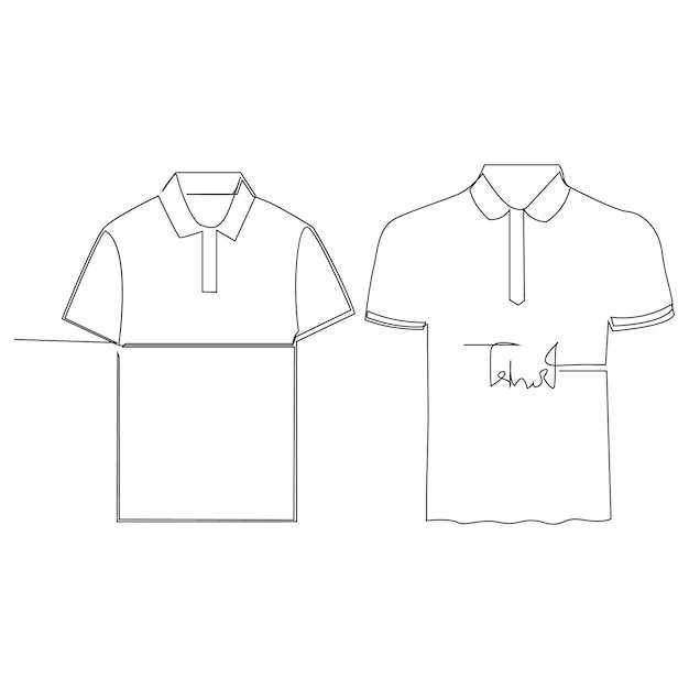 Vetor vestuário de camiseta contínuo de contorno de linha única desenho de arte vetorial e design simples de camisa de linha única