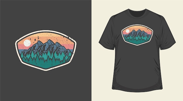 Vestuário de design de camiseta de aventura ao ar livre para pesca, caça, acampamento, caminhada, impressão colorida, backgroud