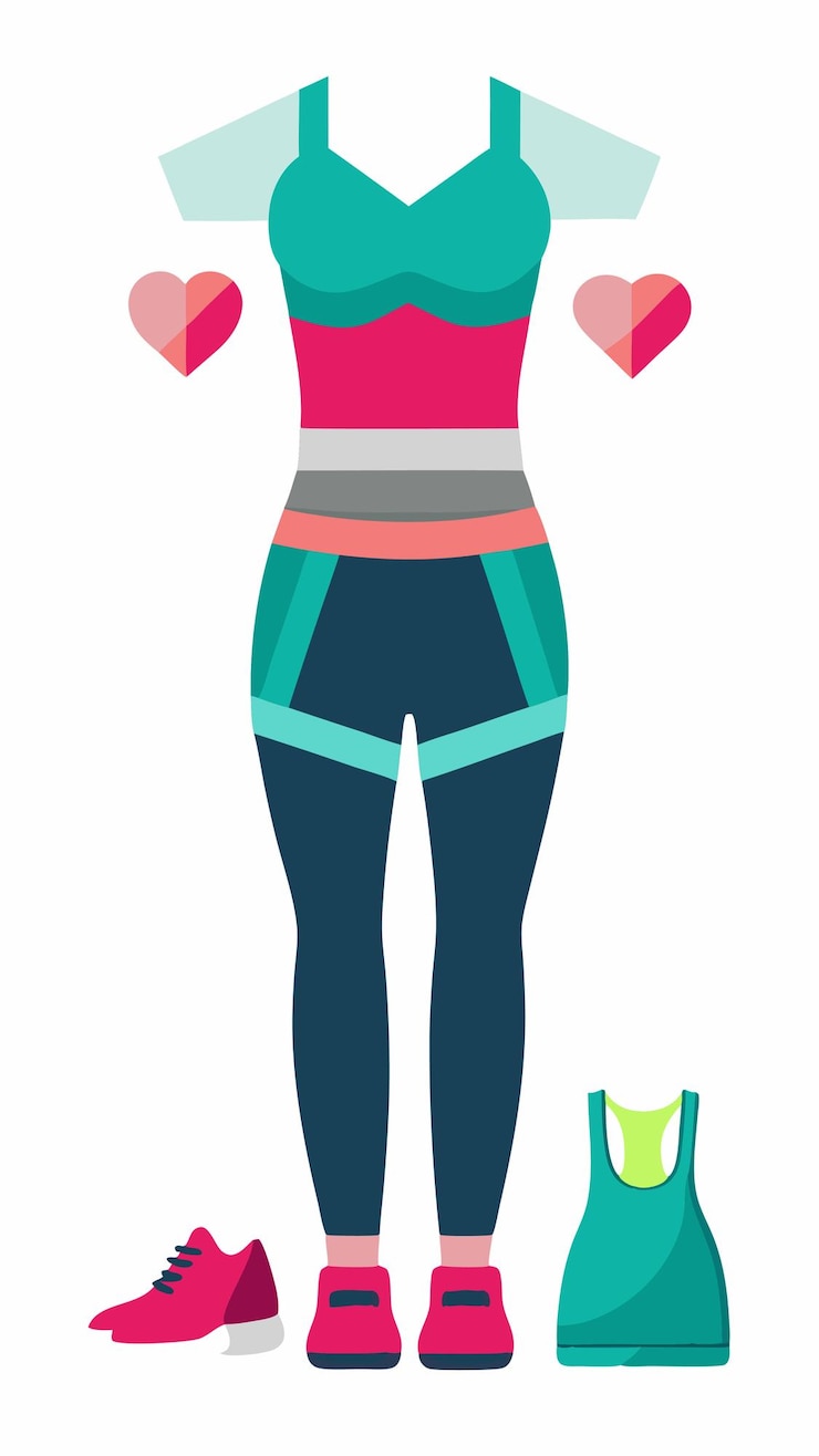 Vetor vestuário de ginástica para mulheres