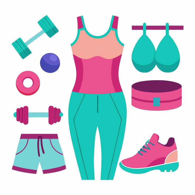 Vetor vestuário de ginástica para mulheres