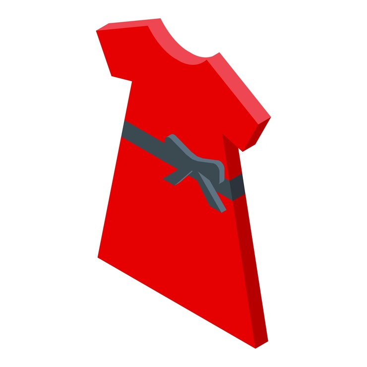 Vetor vestuário vermelho com cinto preto simbolizando o empoderamento feminino ícone isométrico