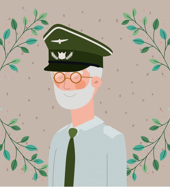 Veterano celebração militar crd com folhas