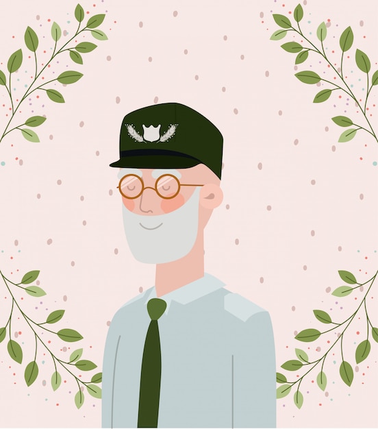 Veterano celebração militar crd com folhas