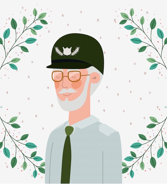 Veterano celebração militar crd com folhas