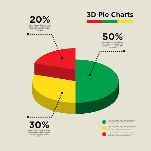 Vetor vetor 3 dimensões diagrama gráfico de pizza vetor de apresentação moderno para negócios