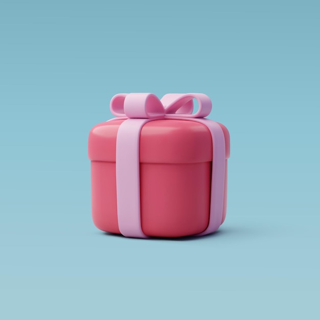 Vetor vetor 3d da caixa de presente vermelha do dia dos namorados colocando no aniversário azul