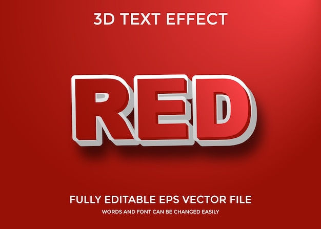 Vetor 3d vermelho efeito de texto totalmente editável de alta qualidade