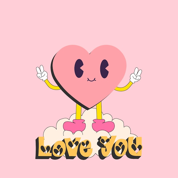 vetor amor design estilo de cor vintage dos anos 90