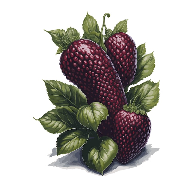 Vetor vetor aquarela tayberry boysenberry fruta clipart fundo branco editável