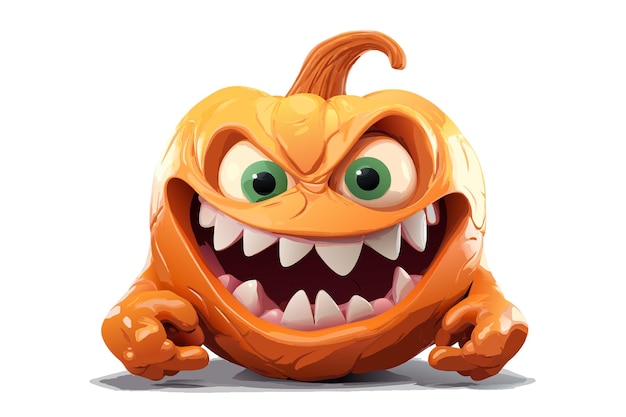 vetor assustador irritado jack o lanterna laranja horror abóbora feriado jack o lanterna ilustração vetorial no fundo branco
